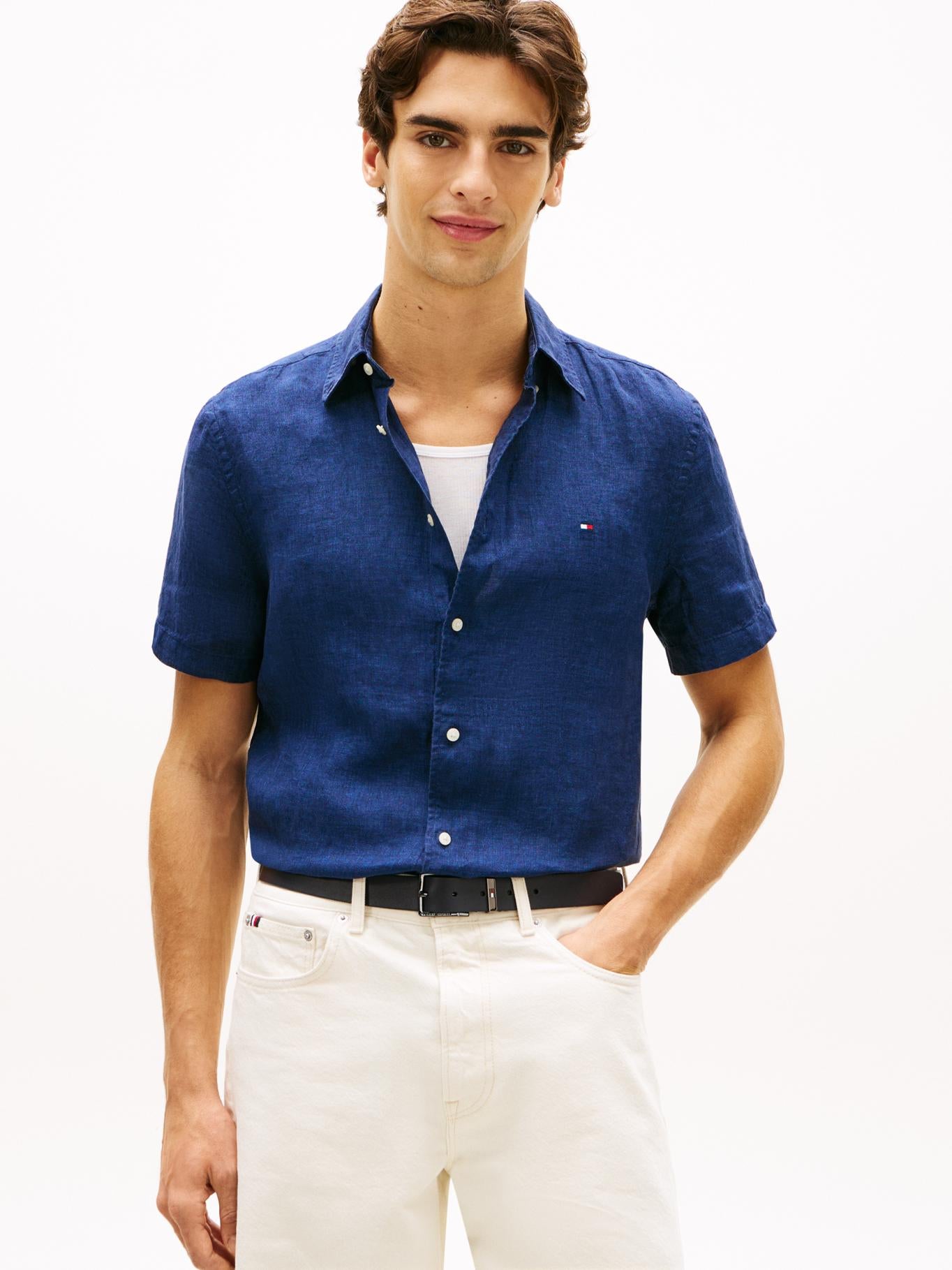 Camisa Tommy Hilfiger Mangas Cortas Lisa para Caballeros