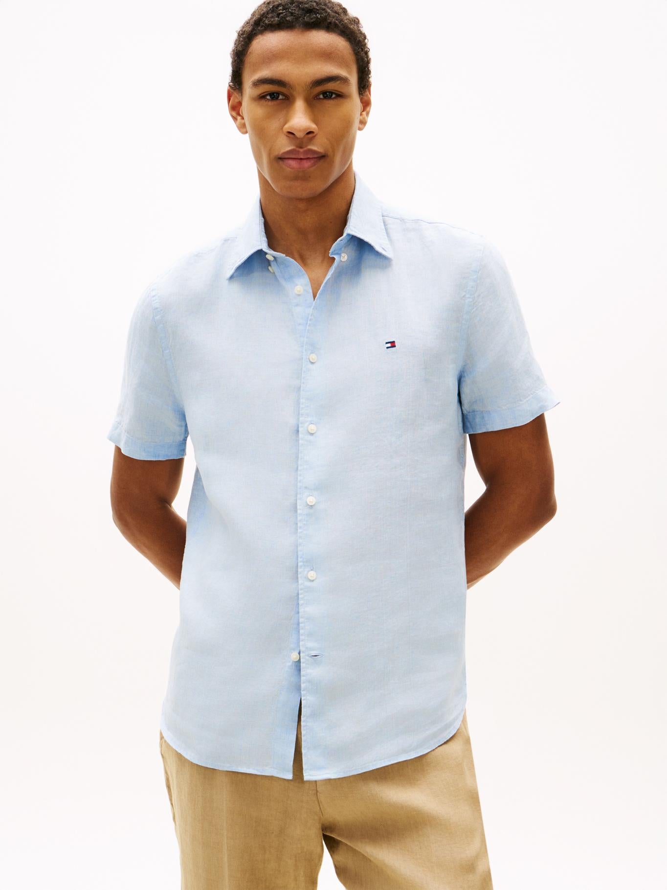 Camisa Tommy Hilfiger Mangas Cortas Lisa para Caballeros