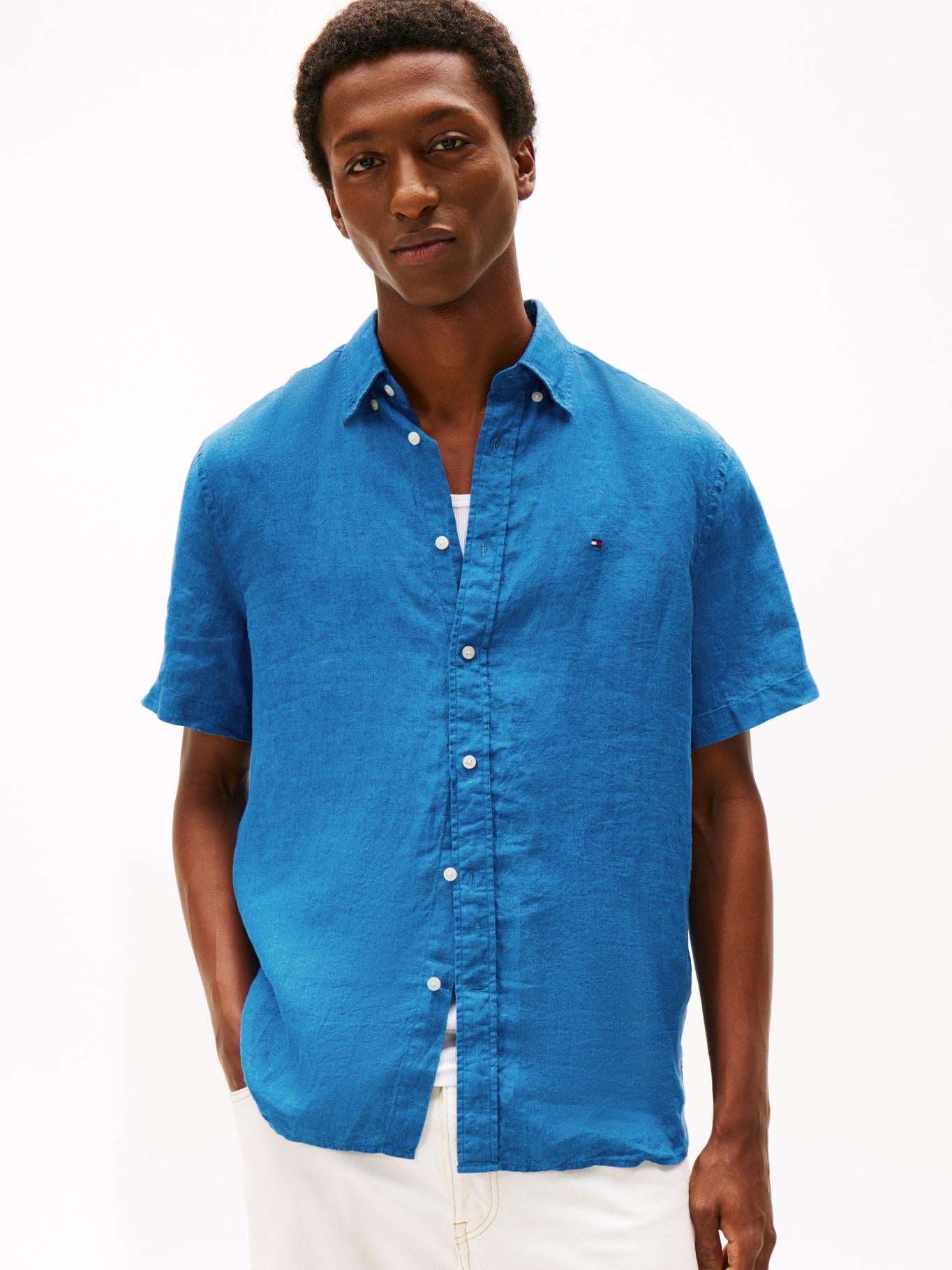 Camisa Tommy Hilfiger Mangas Cortas Lisa para Caballeros