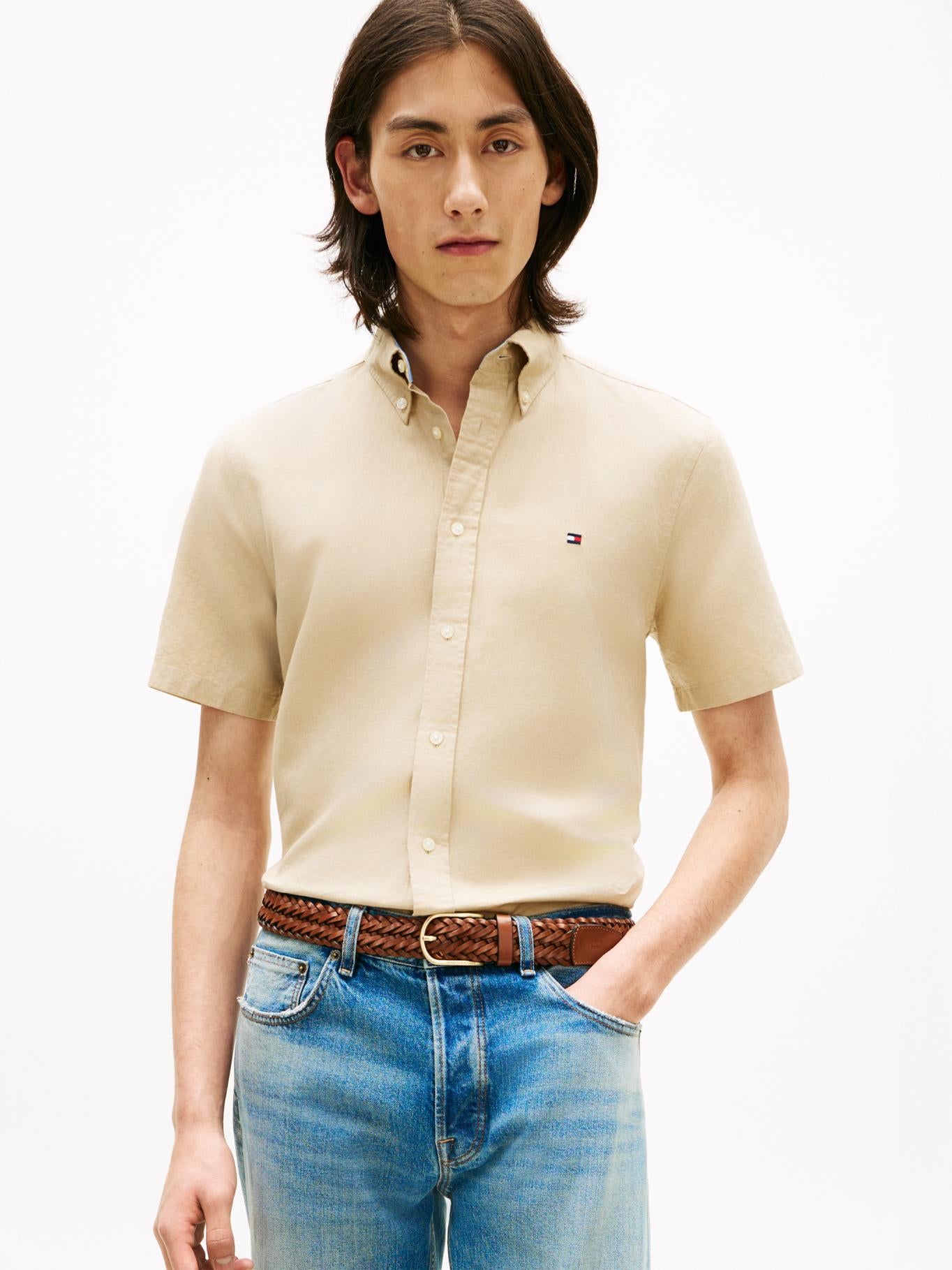 Camisa Tommy Hilfiger Mangas Cortas Lisa para Caballeros
