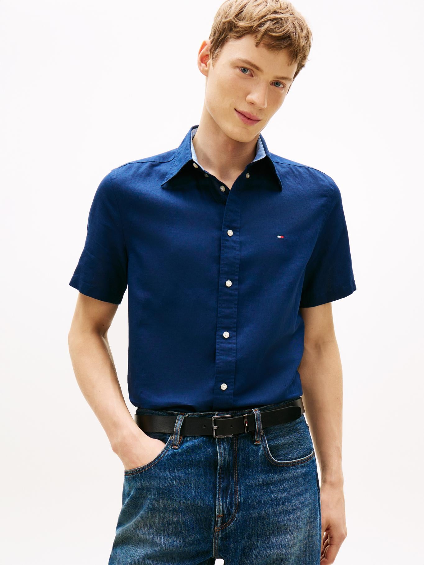 Camisa Tommy Hilfiger Mangas Cortas Lisa para Caballeros