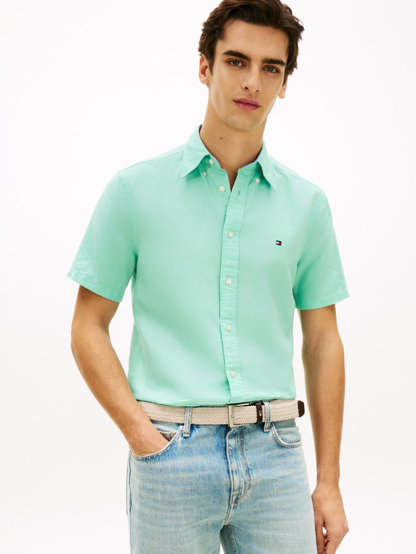 Camisa Tommy Hilfiger Mangas Cortas Lisa para Caballeros