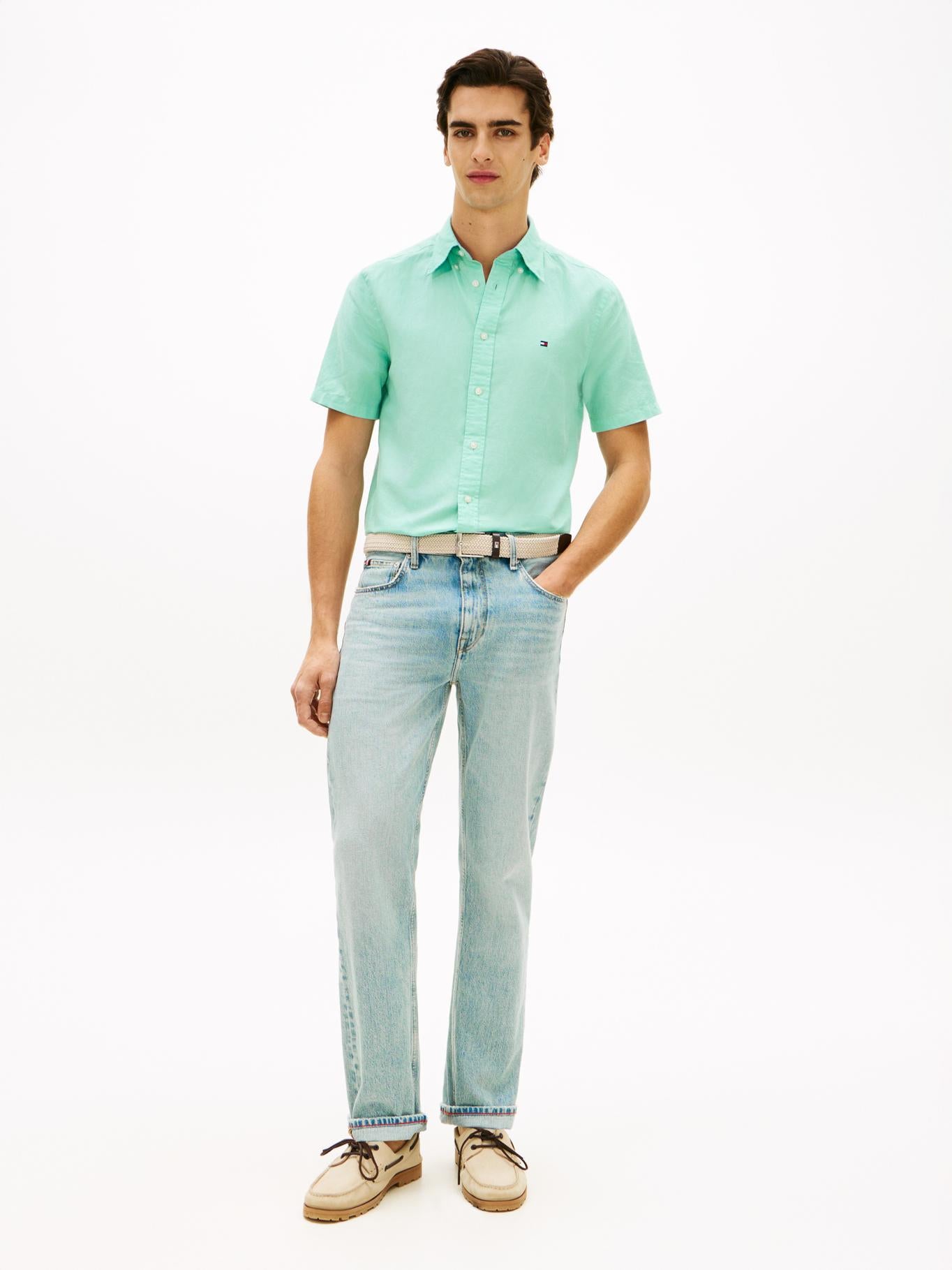 Camisa Tommy Hilfiger Mangas Cortas Lisa para Caballeros