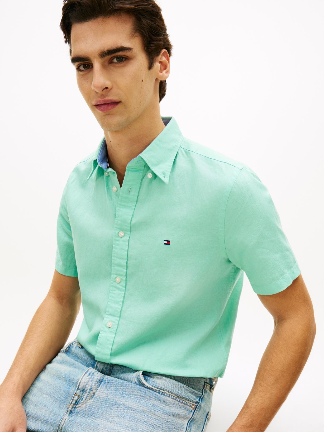 Camisa Tommy Hilfiger Mangas Cortas Lisa para Caballeros