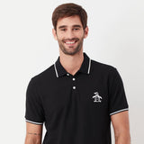 Poloshirt Penguin Mangas Cortas Liso Negro/Blanco Brillante/Dark Sapphire para Caballeros