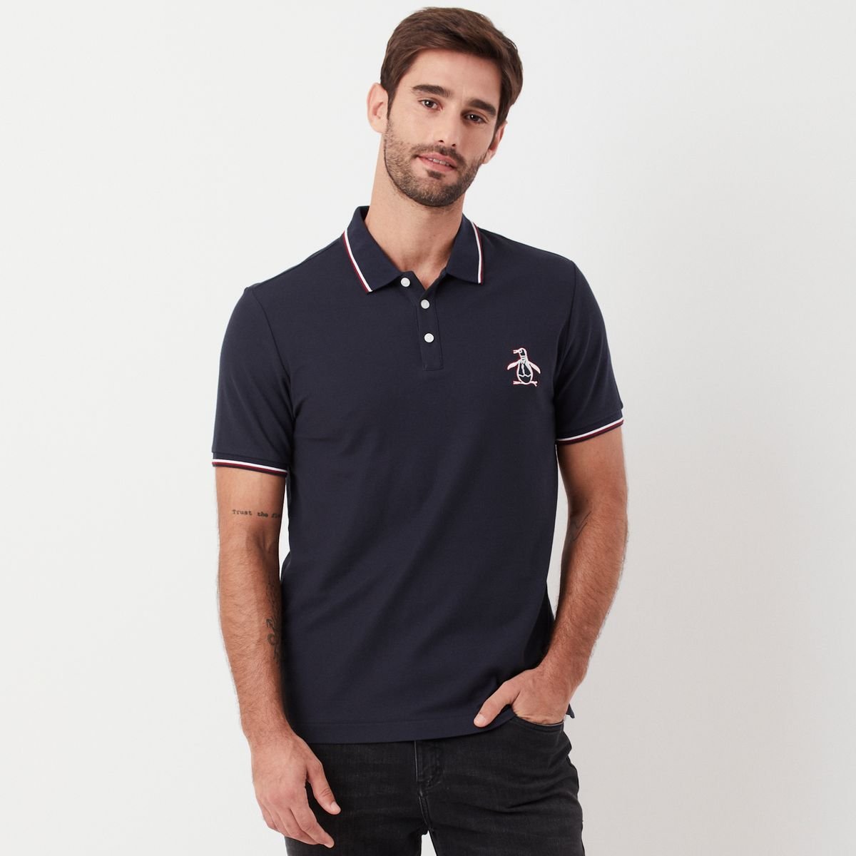 Poloshirt Penguin Mangas Cortas Liso Para Caballeros