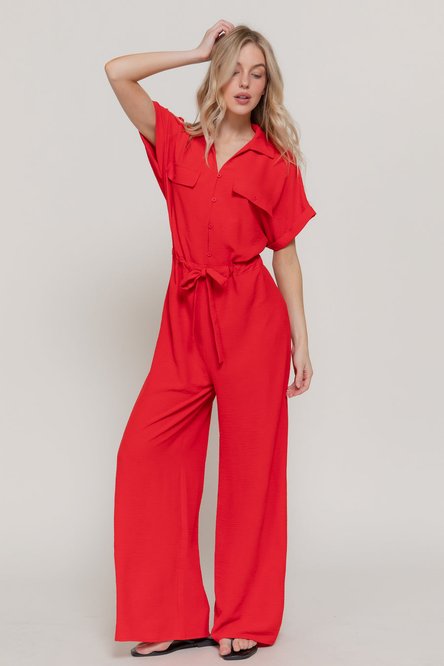 Enterizo Active Basic Mangas Cortas Liso con Lazo para Damas – SCARLET RED