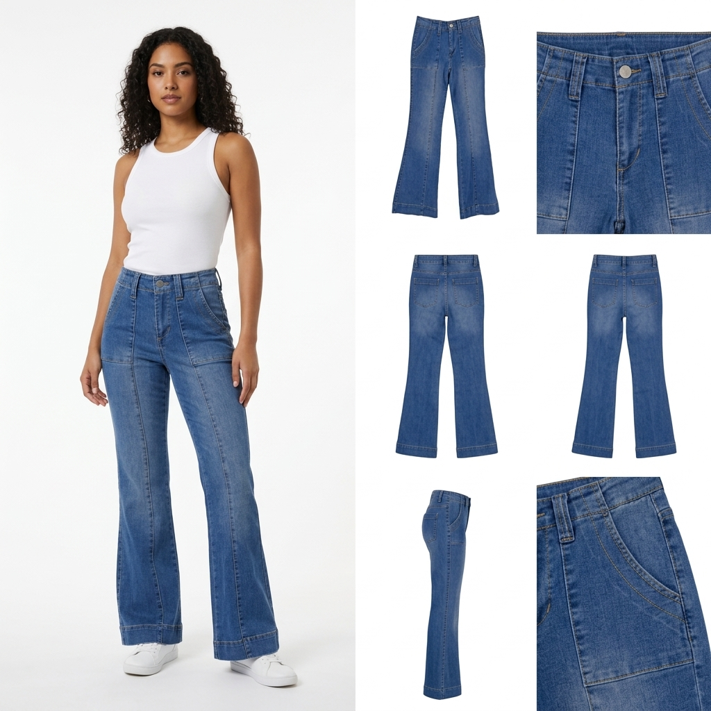 Pantalones Jeans Madden Girl Tiro Alto Acampanado para Damas – vista 2