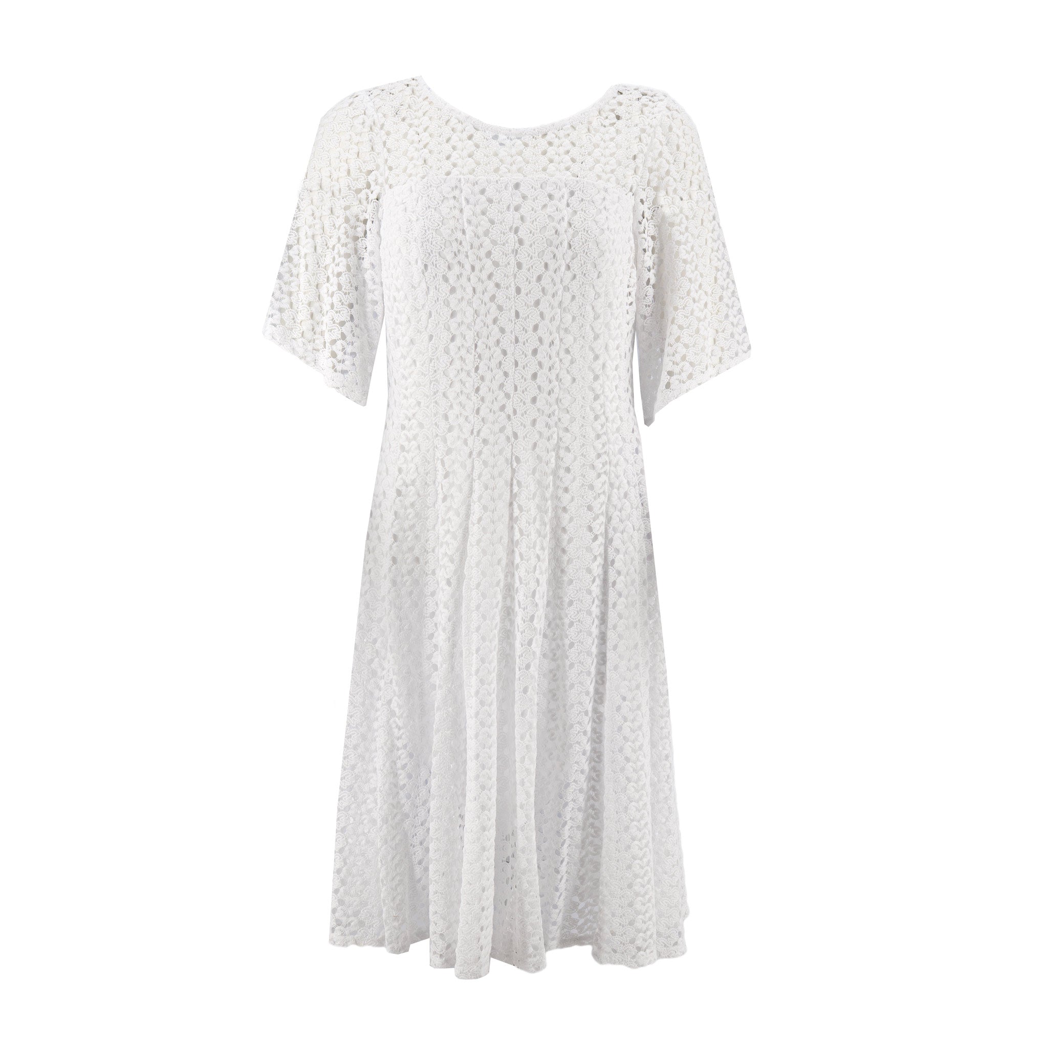 Vestido Rabbit Mangas Cortas Encaje para Damas – WHITE