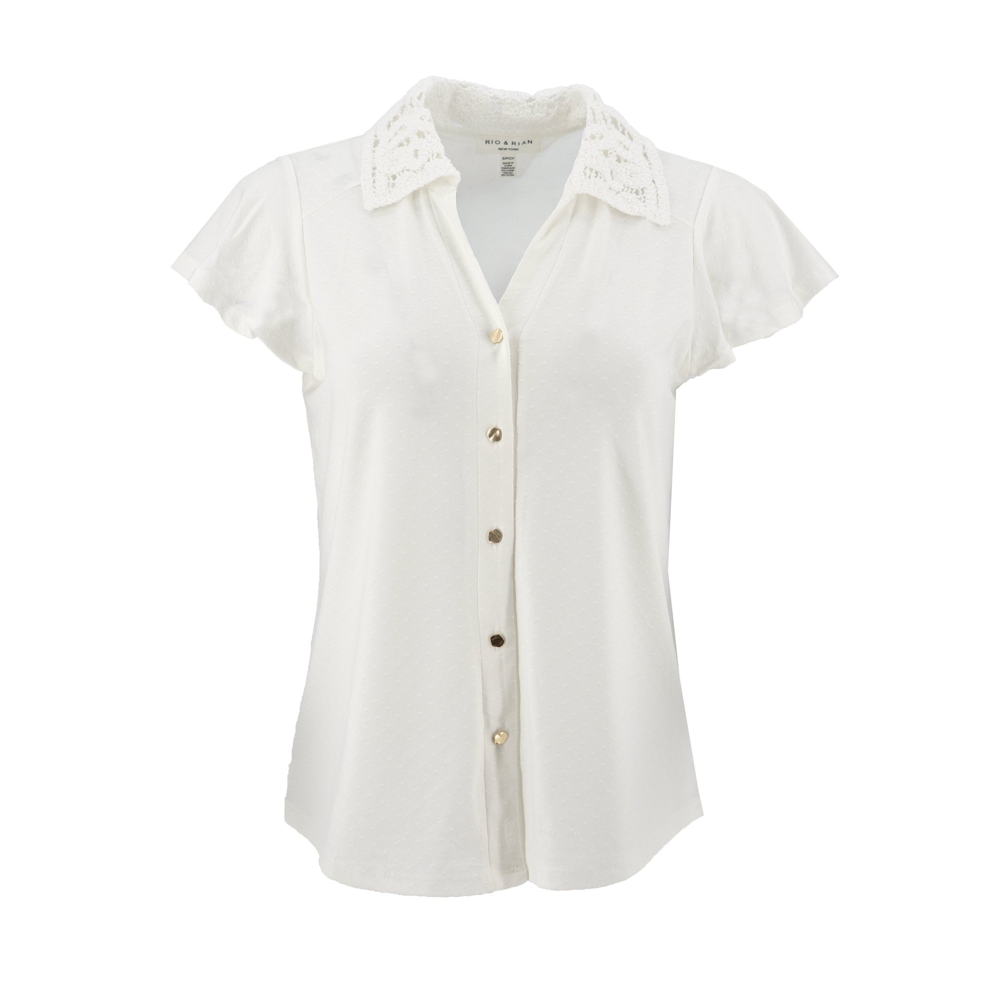 Blusa Rio + Rain Mangas Cortas Punto Suizo para Damas – IVORY