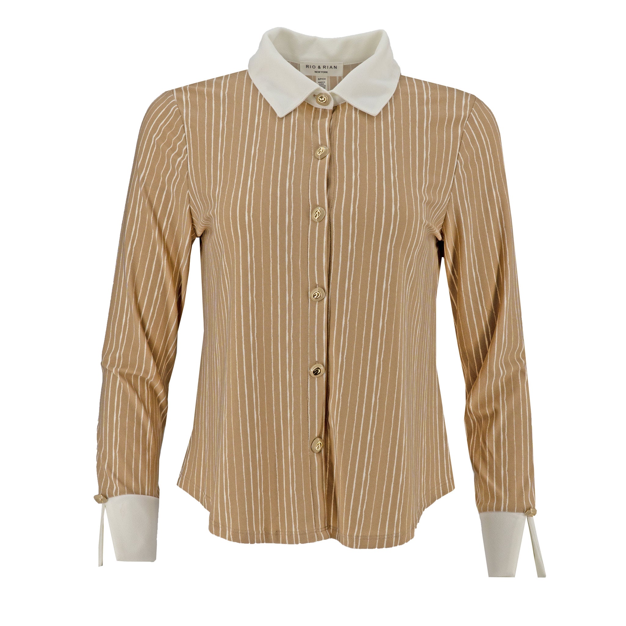 Blusa Rio + Rain Mangas Largas Rayas para Damas – TAUPE WHITE