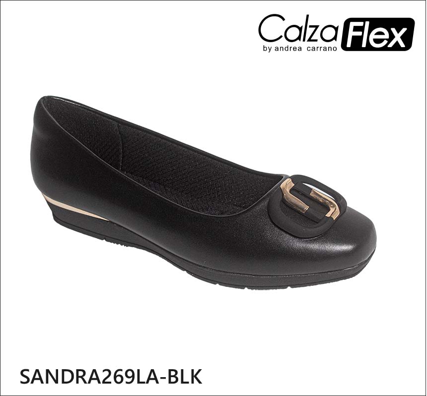 Zapatos Calzaflex Sandra Cuña Baja para Damas – BLACK