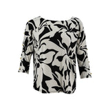 Blusa Zac & Rachel Mangas 3/4 Floral Negro/Blanco para Damas