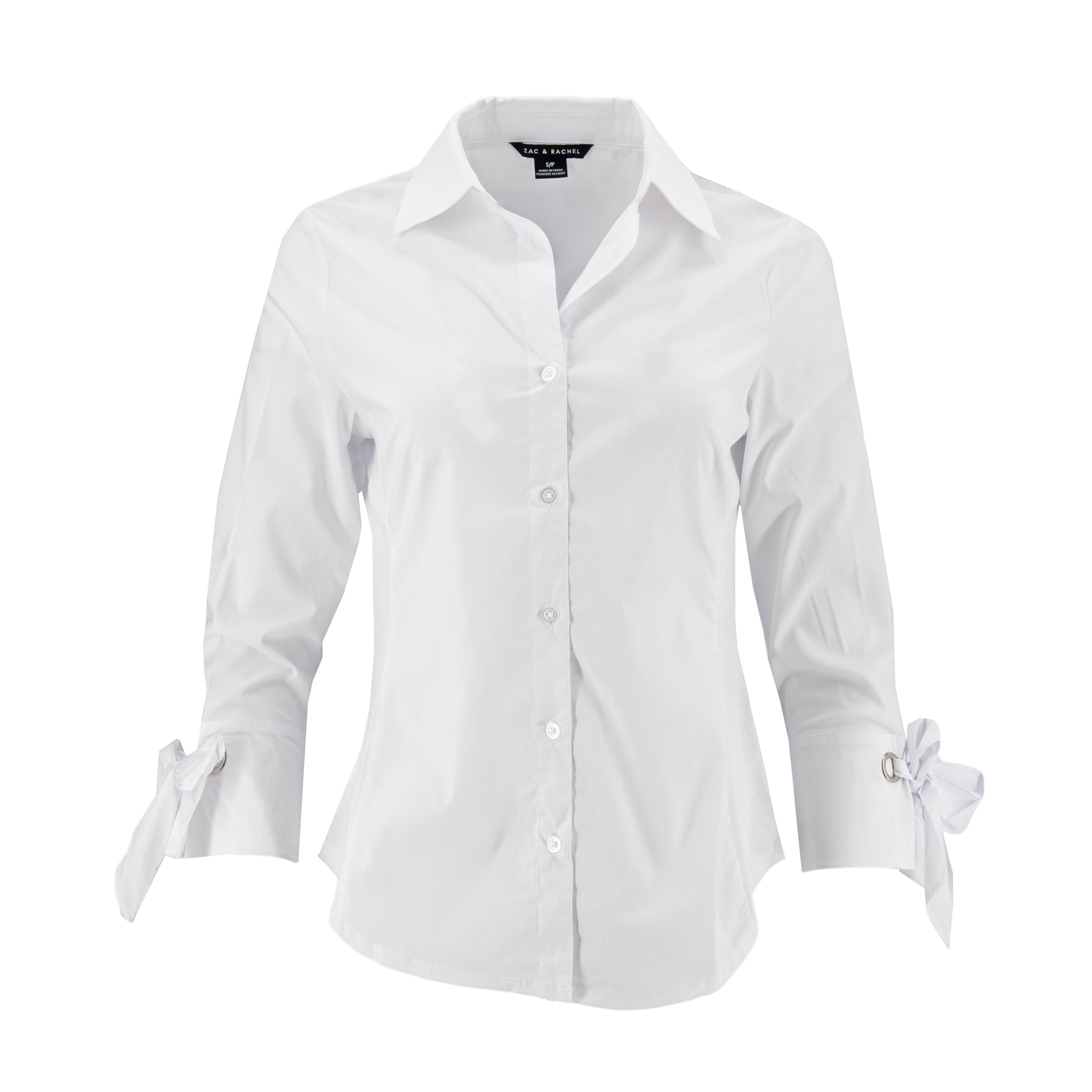 Blusa Zac & Rachel Mangas Largas Lisa para Damas – WHITE
