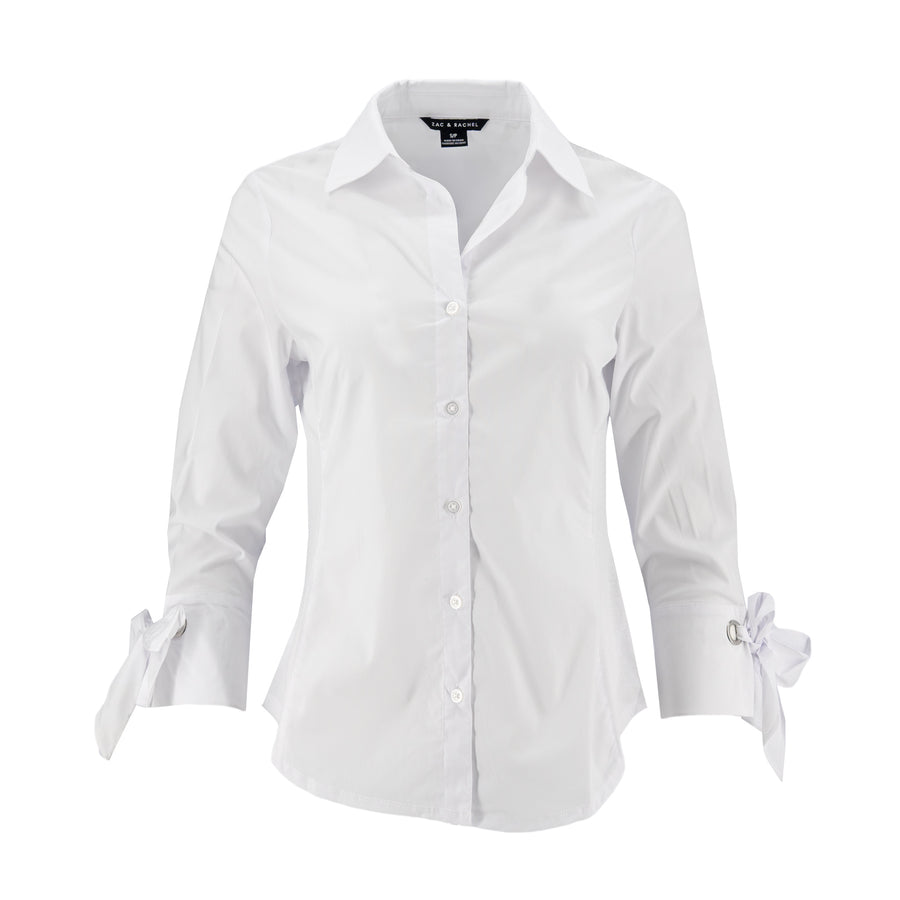 Blusa Zac & Rachel Mangas Largas Lisa para Damas – WHITE