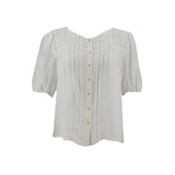 Blusa Zac & Rachel Mangas Cortas Lisa Encaje para Damas