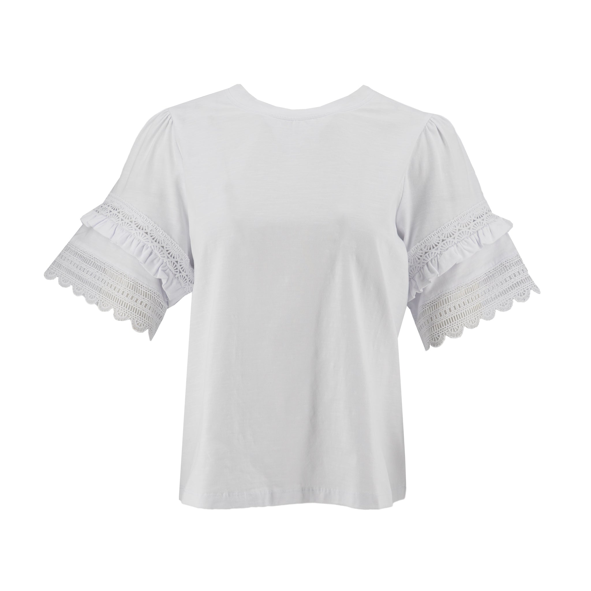 Blusa Zac & Rachel Mangas Cortas Lisa Encaje para Damas – BRIGHT WHITE