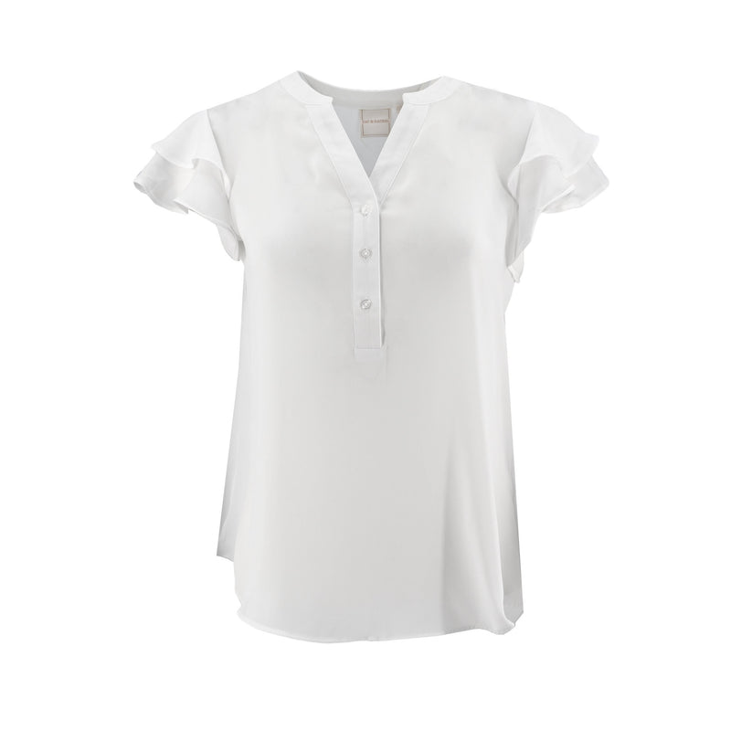 Blusa Zac & Rachel Mangas Cortas Lisa Victoria Blue/Blanco Brillante para Damas