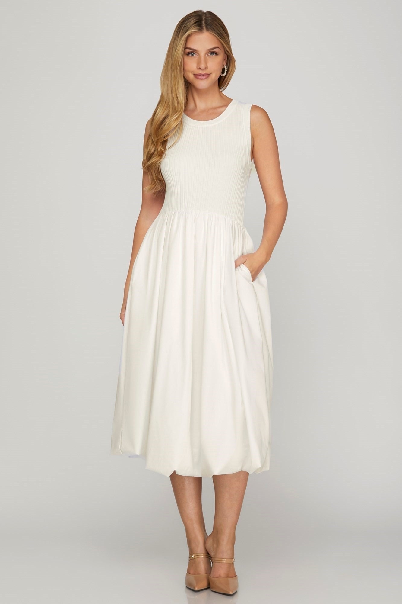 Vestido She + Sky sin Mangas Liso para Damas – OFF/WHITE