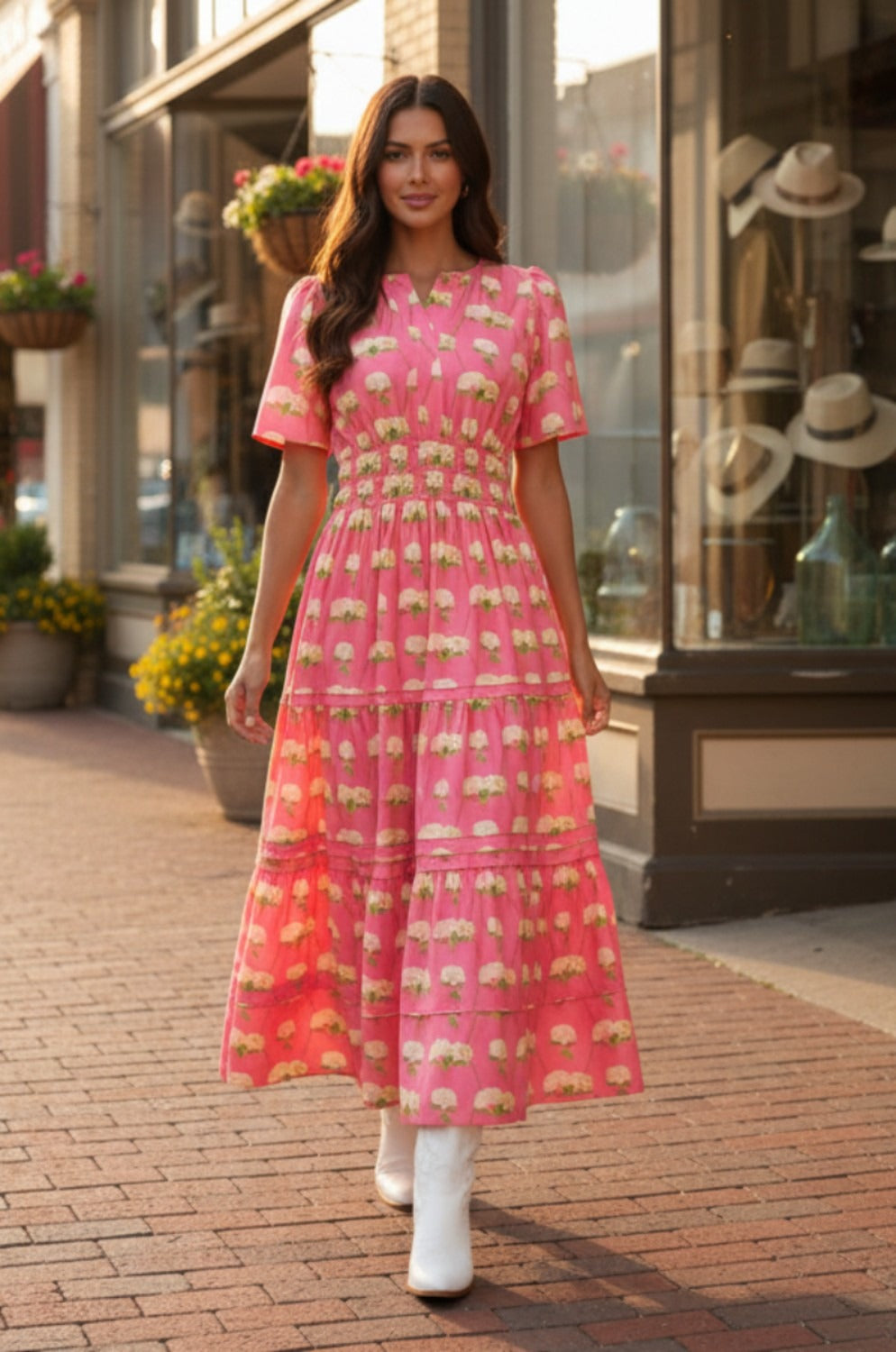 Vestido She + Sky Mangas Cortas Floral para Damas – vista 4