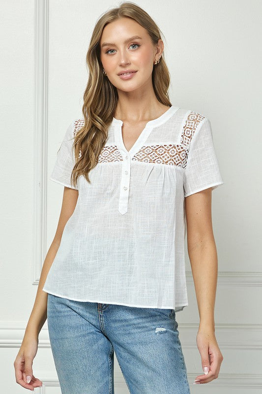 Blusa Available Mangas Cortas Lisa Encaje P/ Damas by Available