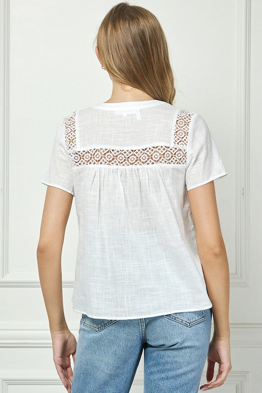 Blusa Available Mangas Cortas Lisa Encaje P/ Damas by Available