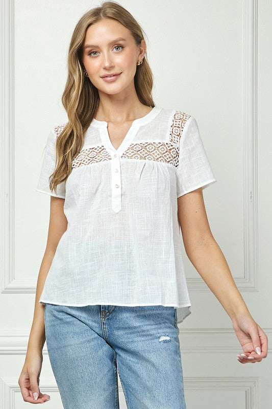 Blusa Available Mangas Cortas Lisa Encaje P/ Damas by Available