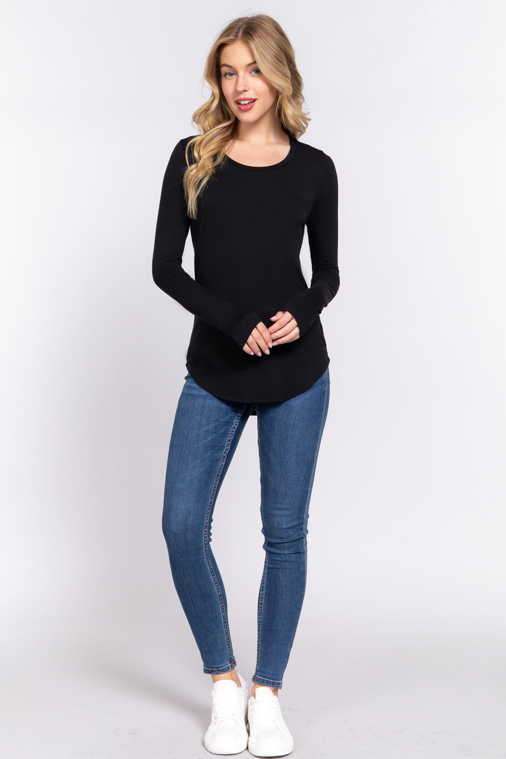 Blusa Active Basic Mangas Largas Liso para Damas