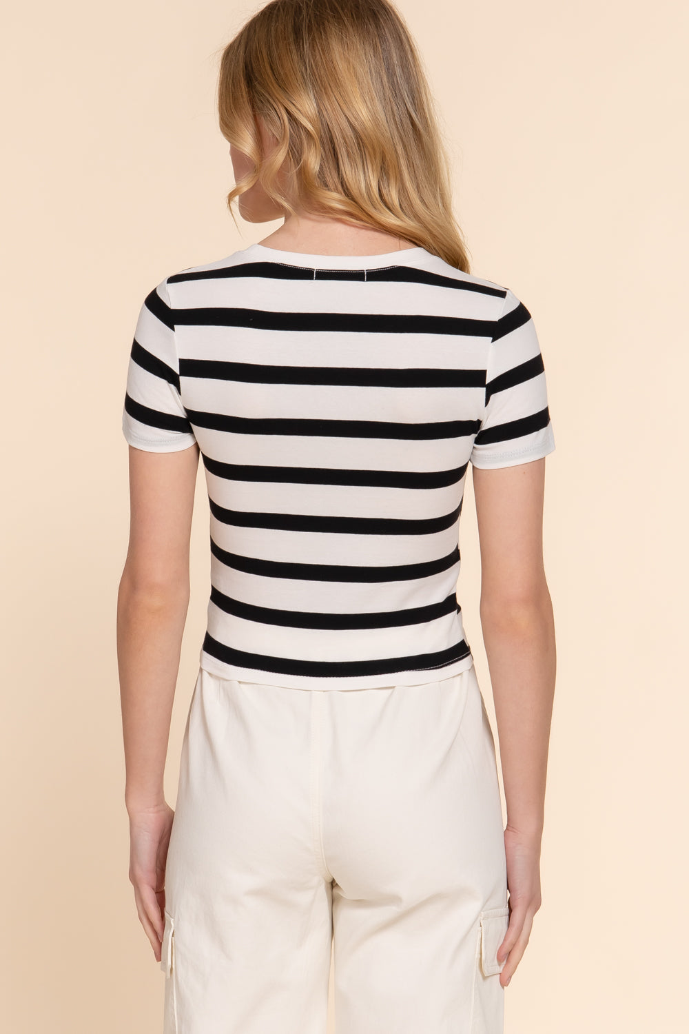 Camiseta Active Basic Mangas Cortas Rayas Para Damas