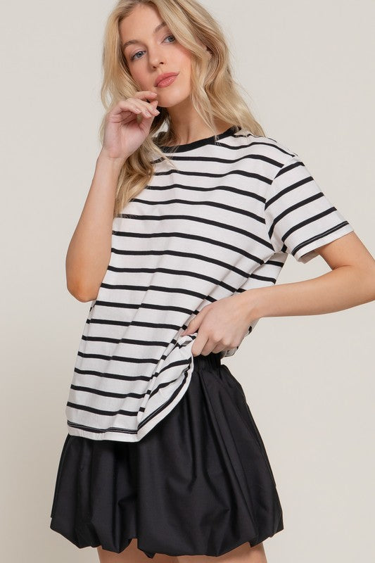 Camiseta Active Basic Mangas Cortas Rayas Para Damas by Active Basic