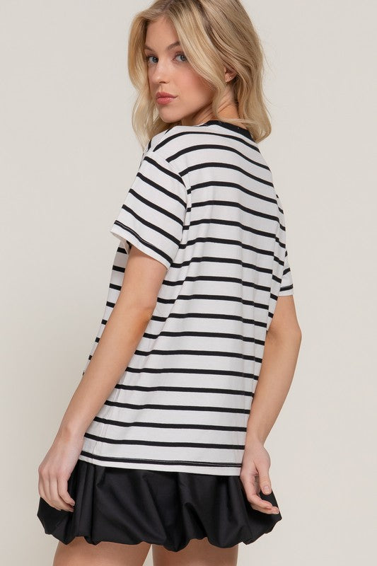 Camiseta Active Basic Mangas Cortas Rayas Para Damas by Active Basic