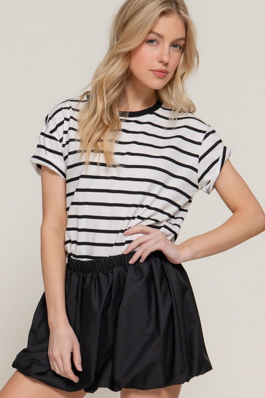 Camiseta Active Basic Mangas Cortas Rayas Para Damas