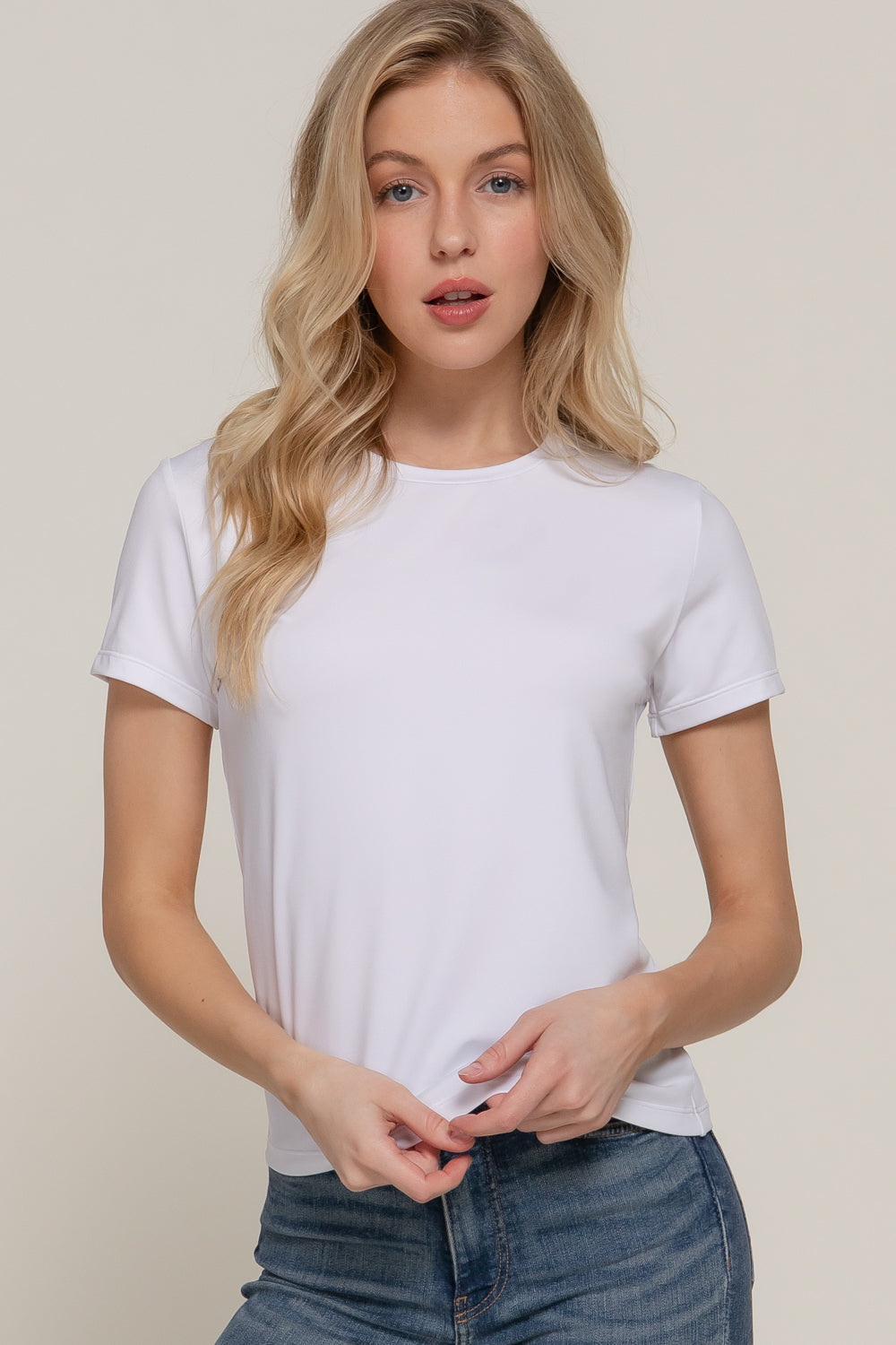 Camiseta Active Basic Mangas Cortas Lisa Para Damas