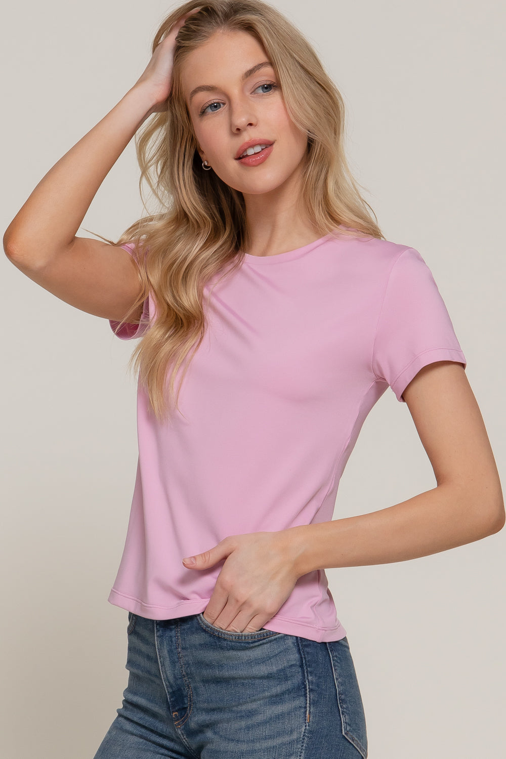 Camiseta Active Basic Mangas Cortas Lisa Para Damas