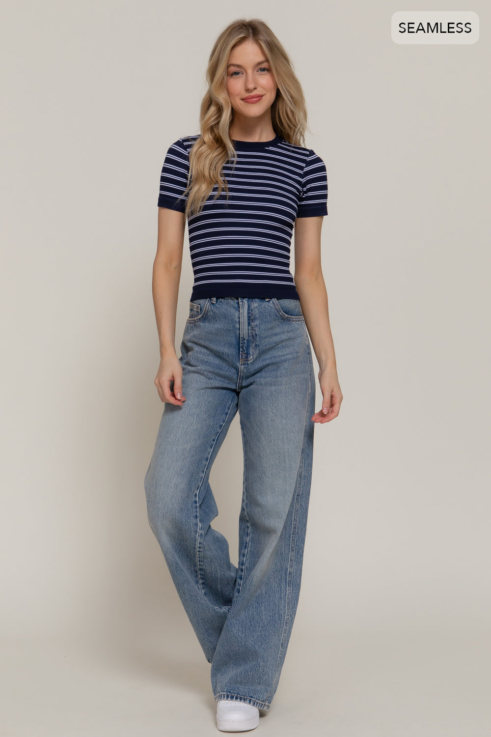 Camiseta Active Basic Mangas Cortas Rayas Para Damas by Active Basic