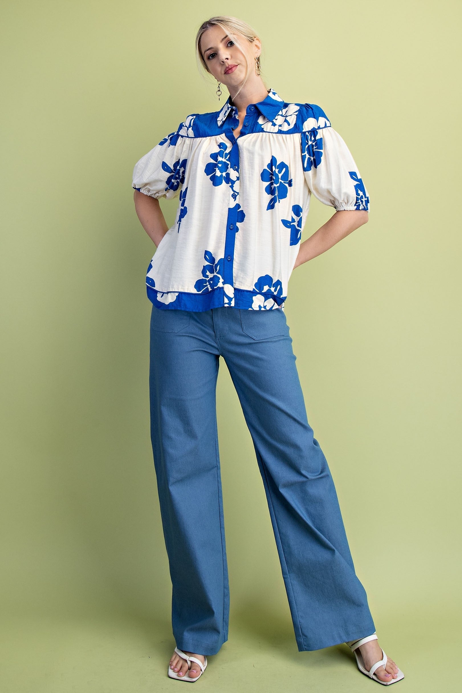 Blusa Gigio Mangas Cortas Floral para Damas – vista 2
