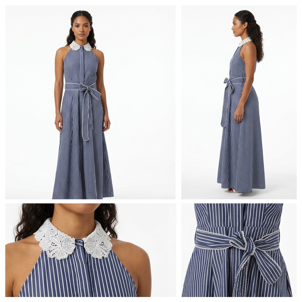 Vestido Gigio sin Mangas Rayas para Damas – vista 2