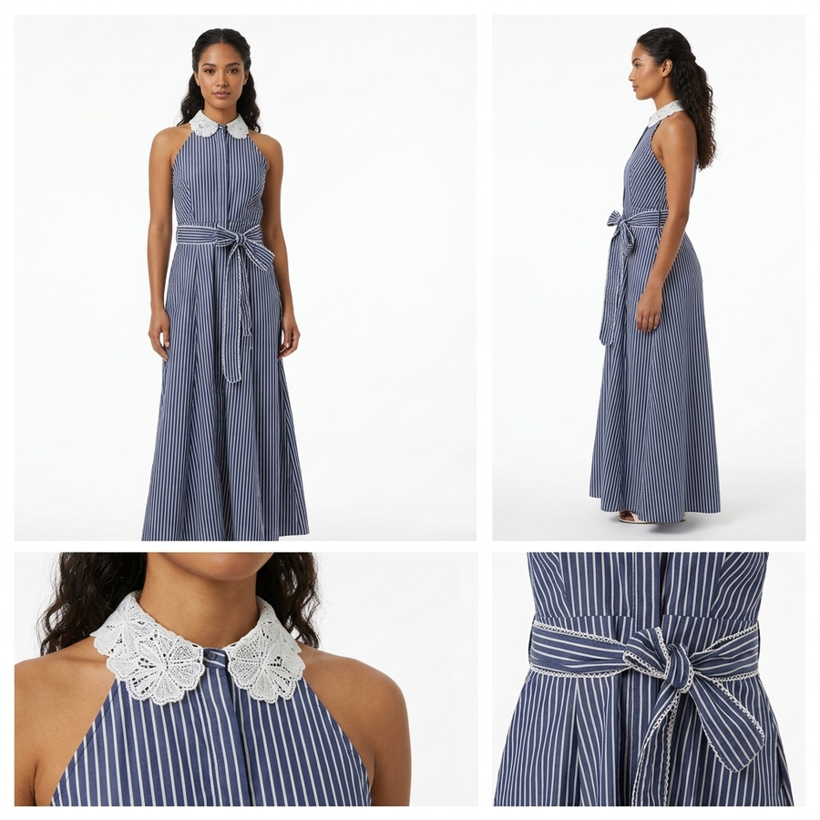 Vestido Gigio sin Mangas Rayas para Damas – vista 2