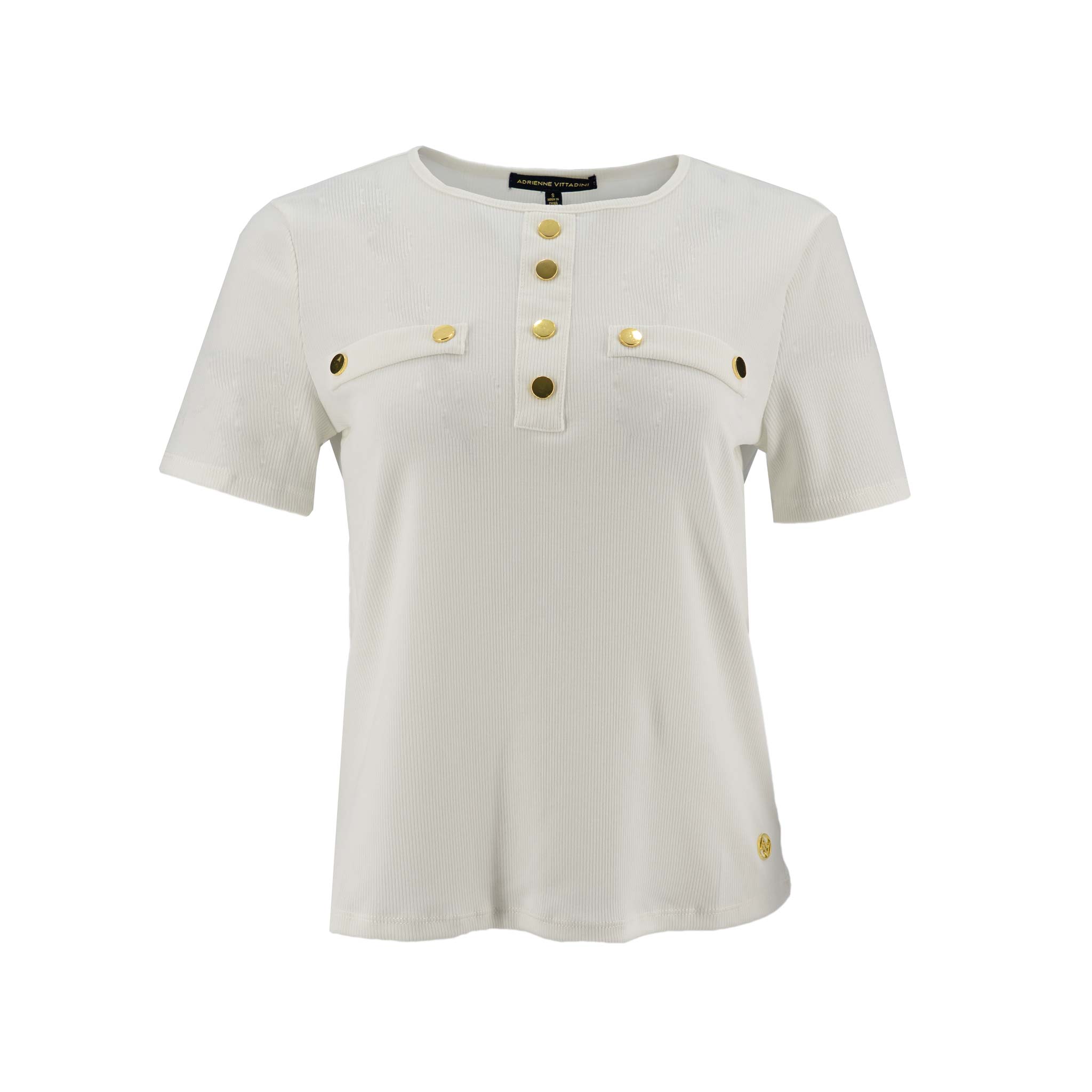 Blusa Adrienne Vittadini Mangas Cortas Lisa para Damas