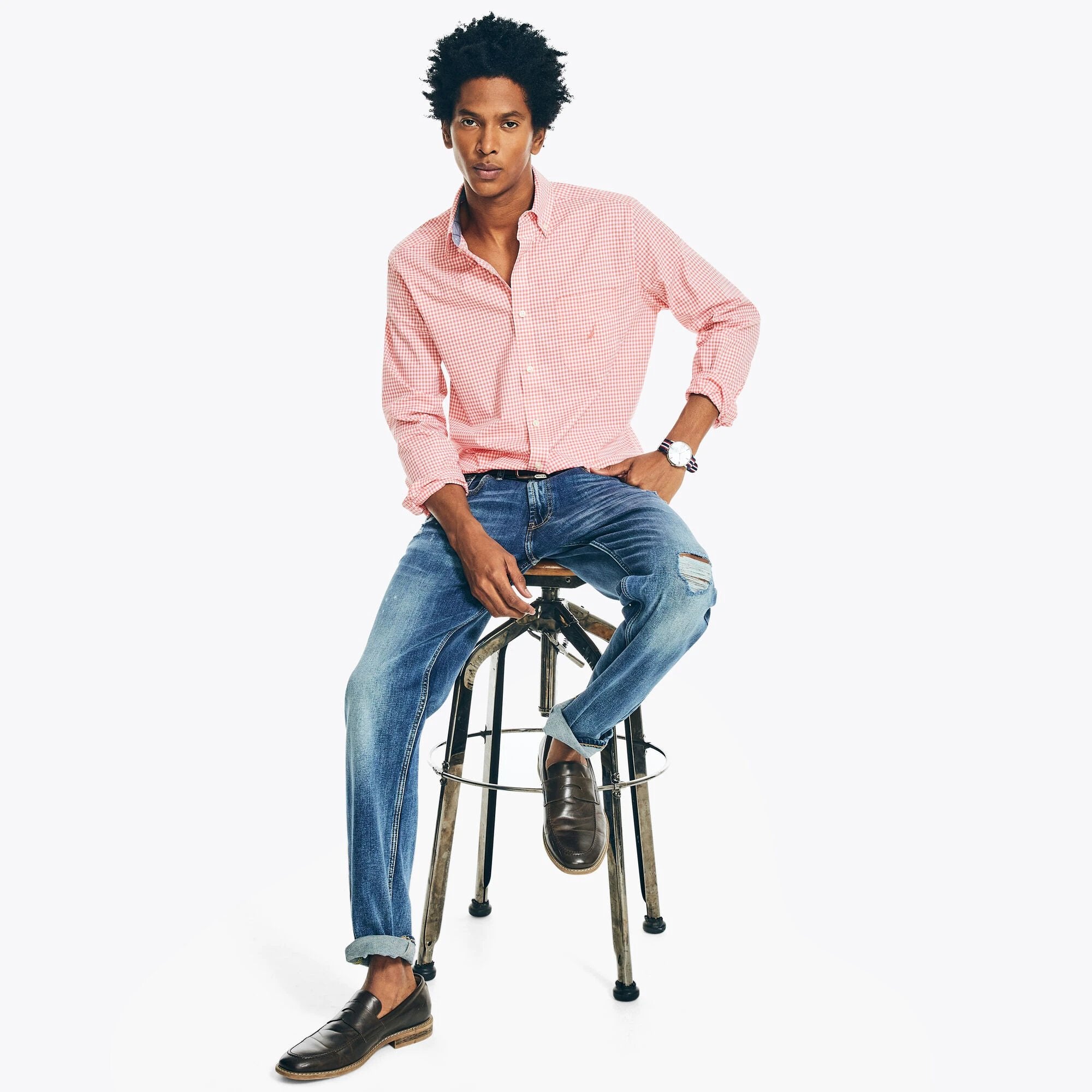 Camisa Nautica Mangas Largas Cuadros Para Caballeros by Nautica