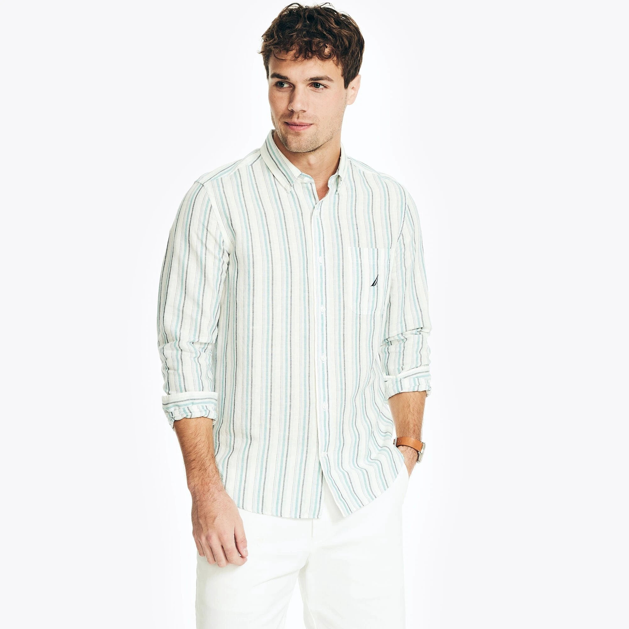 Camisa Nautica Mangas Largas Rayas Para Caballeros by Nautica