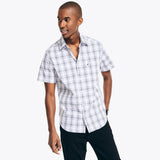 Camisa Nautica Mangas Cortas Cuadros Blanco Brillante para Caballeros WR3502