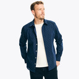 Camisa Nautica Mangas Largas Estampada Azul Marino para Caballeros WR3742