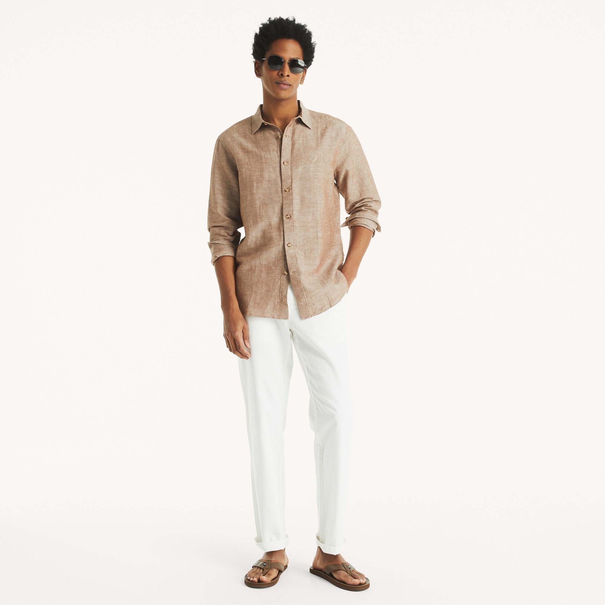 Camisa Nautica Mangas Largas Lisa Para Caballeros by Nautica