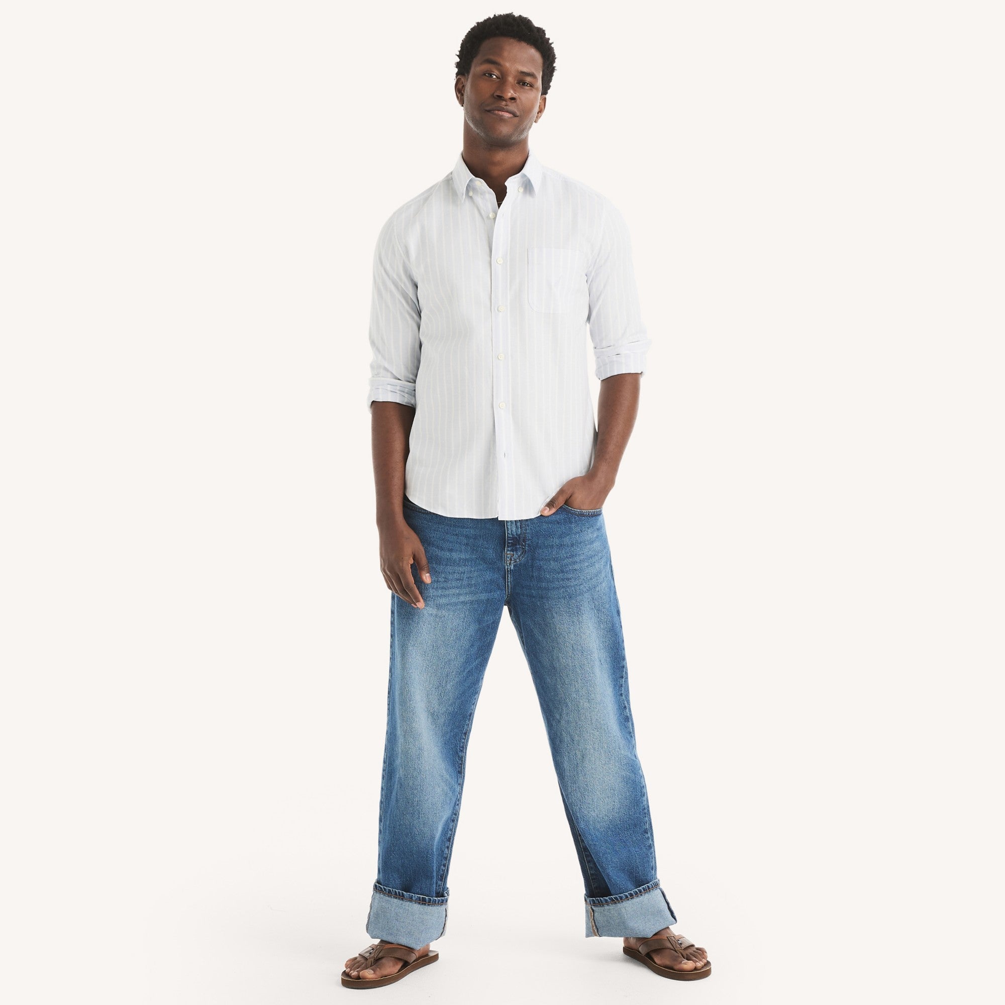 Camisa Nautica Ml Rayas Cab