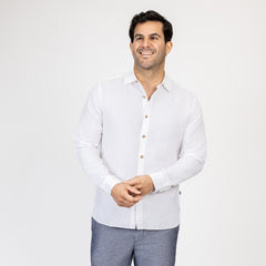 Camisa Nautica Mangas Largas Lisa Slim Fit para Caballeros