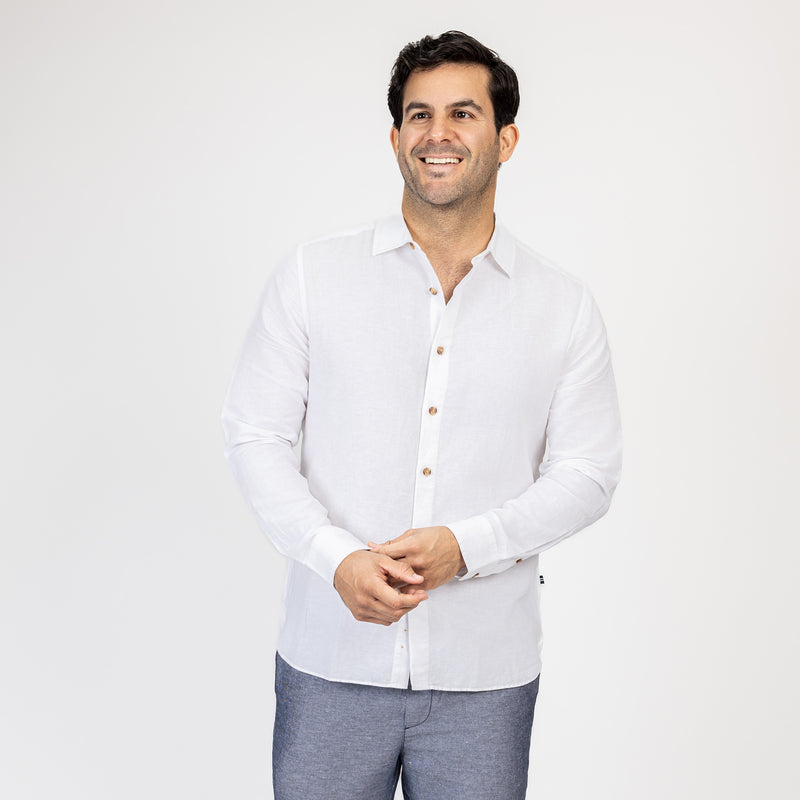 Camisa Nautica Mangas Largas Lisa Slim Fit para Caballeros