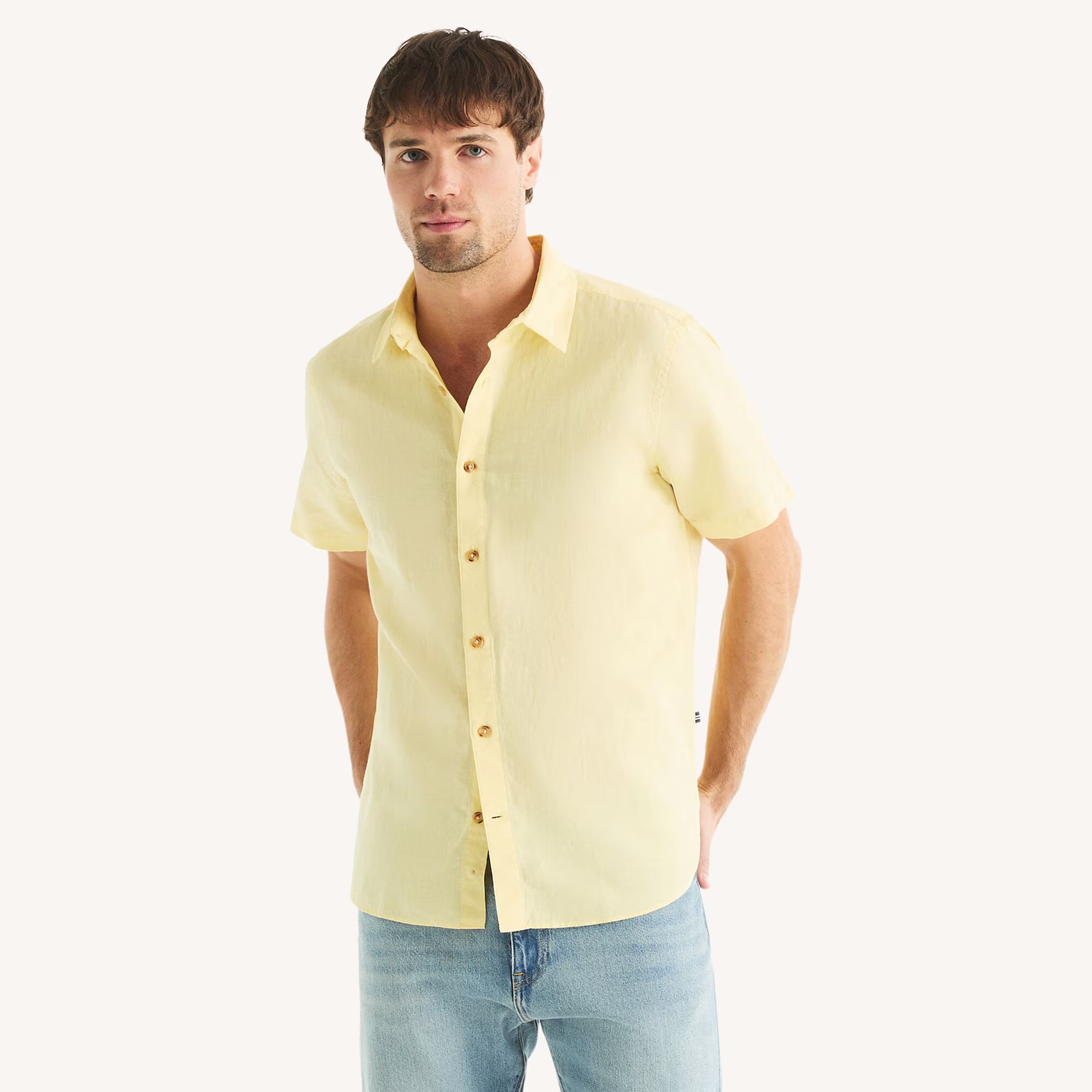 Camisa Nautica Mangas Cortas Lisa para Caballeros