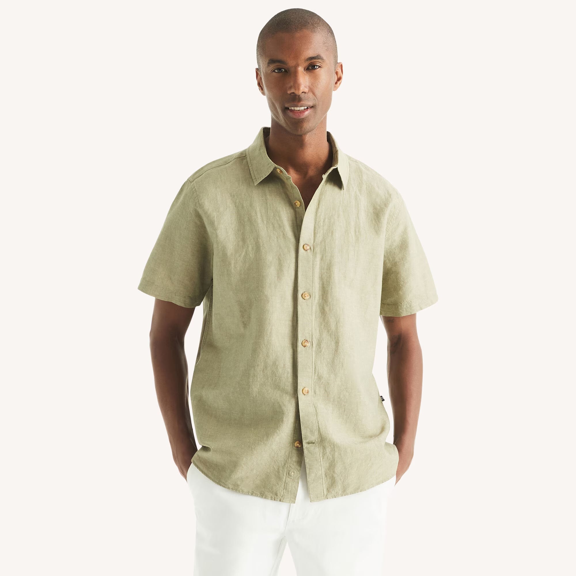 Camisa Nautica Mangas Cortas Lisa para Caballeros