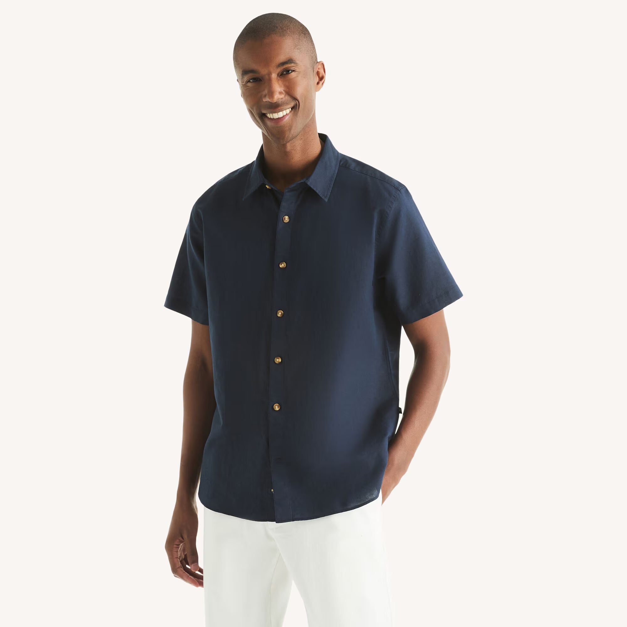 Camisa Nautica Mangas Cortas Lisa para Caballeros